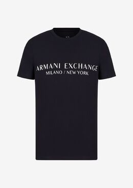 Armani Exchange: Синяя футболка 