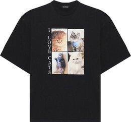 Balenciaga: Чёрная футболка  I Love Cats