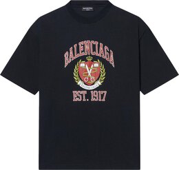 Balenciaga: Чёрная футболка  College