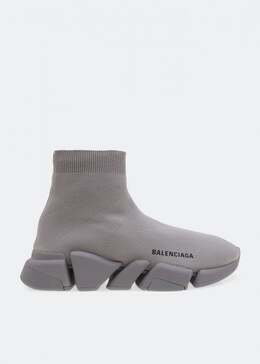 Balenciaga: Серые кроссовки Speed.2