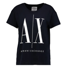 Armani Exchange: Синяя футболка 