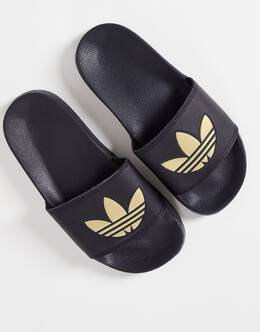 Adidas Originals: Чёрные шлёпанцы  Adilette Lite