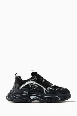 Balenciaga: Чёрные кроссовки Triple S