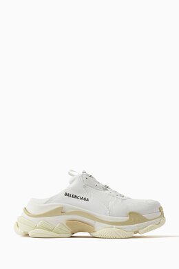 Balenciaga: Белые сабо Triple S