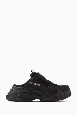 Balenciaga: Чёрные сабо Triple S