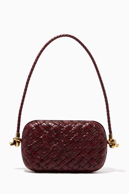 Bottega Veneta: Бордовый клатч Intreccio