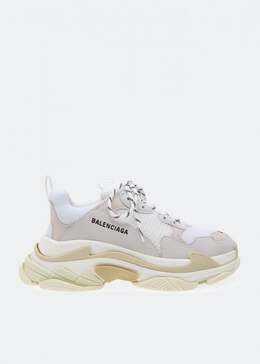 Balenciaga: Белые кроссовки Triple S