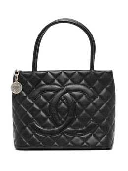 CHANEL Pre-Owned: Чёрная сумка-шоппер 