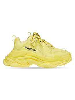 Balenciaga: Жёлтые кроссовки Triple S