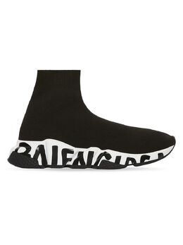 Balenciaga: Чёрные кроссовки Speed Graffiti