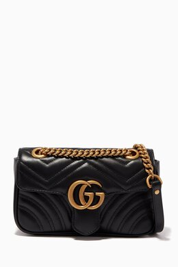 Gucci: Чёрная сумка GG Marmont