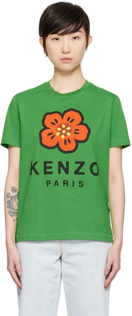 Kenzo: Зелёная футболка Paris