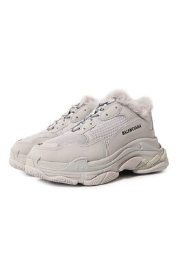 Balenciaga: Светлые кроссовки Triple S