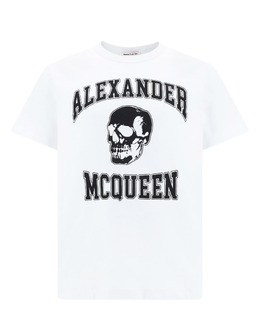 Alexander McQueen: Белая футболка  Skull