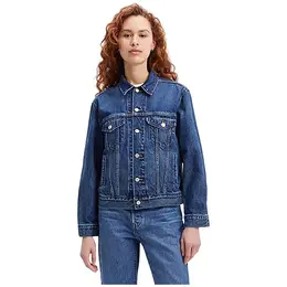 Джинсовая куртка Levi's, средней длины, карманы, размер XS, синий 101834141899