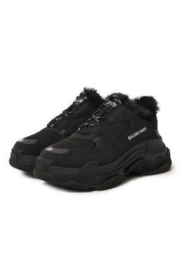 Balenciaga: Чёрные кроссовки  Triple S