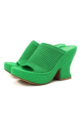 Bottega Veneta: Зелёные сабо  Wedge