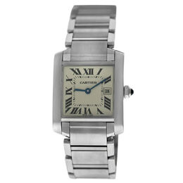 Pre-owned Cartier Tank Francaise Quartz White Dial Ladies Watch 2465