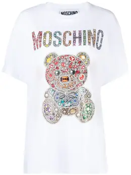 Moschino: Хлопковая футболка Teddy Bear