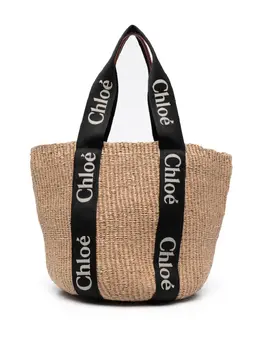 Chloé: Бежевая сумка-шоппер  Woody