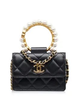 CHANEL Pre-Owned: Чёрный клатч 