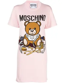 Moschino: Трикотажное платье Teddy Bear