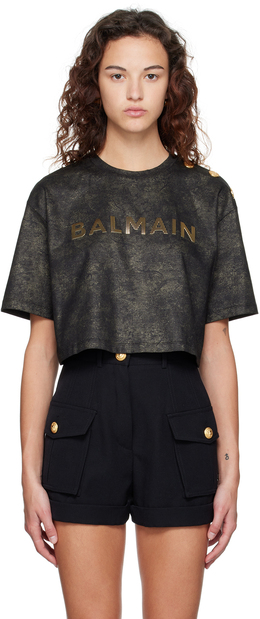 Balmain: Чёрная футболка