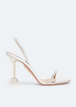 Aquazzura: Серебристые сандалии Yes Darling 95