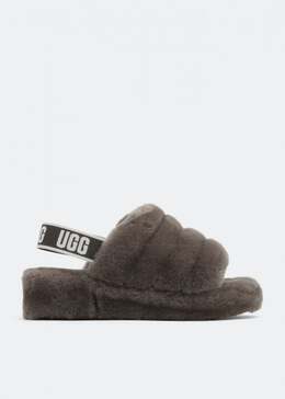 UGG: Серые сандалии Fluff Yeah