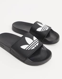 Adidas Originals: Чёрные шлёпанцы  Adilette Lite