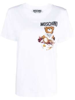 Moschino: Хлопковая футболка Teddy Bear