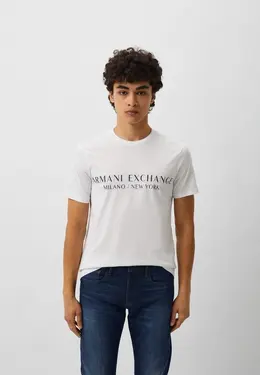 Armani Exchange: Белая футболка 