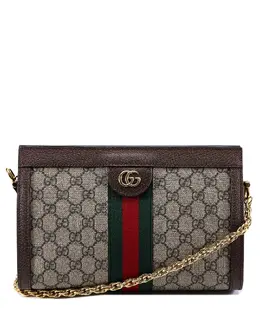 Gucci: Зелёная сумка через плечо GG Supreme