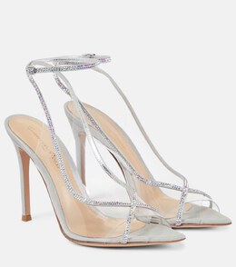 Gianvito Rossi: Серебристые сандалии  Crystelle