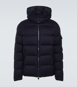 Moncler: Синий пуховик Montgenevre