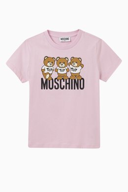 Moschino: Хлопковая футболка Teddy Bear