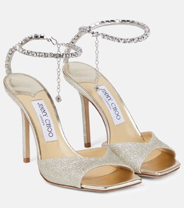 Jimmy Choo: Серебристые босоножки Saeda 100