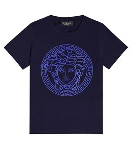 Versace: Синяя футболка Medusa