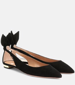 Aquazzura: Чёрные балетки  Bow Tie