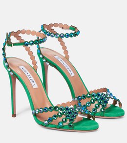 Aquazzura: Зелёные сандалии Tequila 105