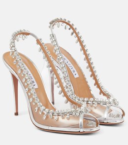 Aquazzura: Серебристые сандалии  Temptation