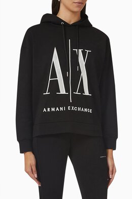 Armani Exchange: Чёрная толстовка Icon