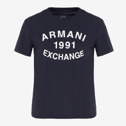 Armani Exchange: Синяя футболка 