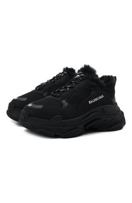 Balenciaga: Чёрные кроссовки Triple S