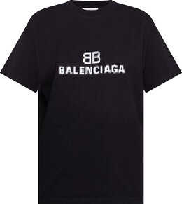 Balenciaga: Чёрная футболка  BB