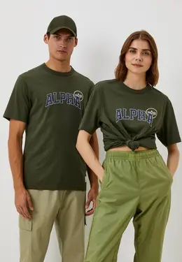 Alpha Industries: Футболка цвета хаки