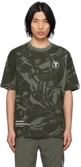 Aape By A Bathing Ape: Футболка цвета хаки