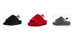 UGG: Чёрные сандалии Fluff Yeah Slide