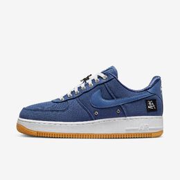 Nike: Голубые кроссовки Air Force 1 Low