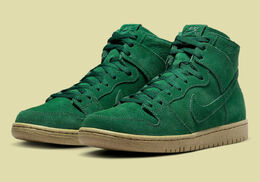 Nike: Зелёные кроссовки SB Dunk High Pro